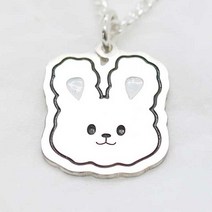 실버 뽀송토끼 미아방지 목걸이 팔찌 깊은각인 아기 어린이 은목걸이 팔찌, 뽀송토끼 팔찌(블랙각인)