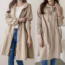 8048 (국내산) 집업 후드 롱 사파리 점퍼 여성 봄가을