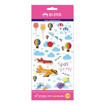 유니아트 1500 교육용 투명스티커 푸른하늘 비행기, 4개