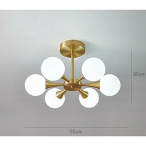 인테리어모빌 천장장식 행잉데코 장식 구리 막대 유리 공 홈 식사 전등 북유럽 led 샹들리에 연구 방 침실 복도 천장, 55cm 30cm, 변하기 쉬운