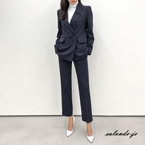 스트라이프 여성정장 세트 빅사이즈 여자셋업