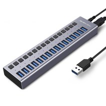 3.0 USB 허브 멀티포트 전원차단기능 7포트 10포트 16포트 20포트, 16구 그레이 알루미늄
