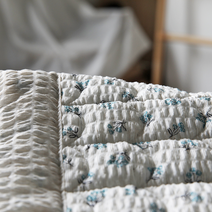 송화 침장 인데코 보타닉 햄프 마 삼베 시어서커 여름 플라워 슈퍼싱글 퀸 침대패드 단품, 블루