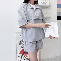 남자 여자 커플 반팔 반바지 아노락 상하의 세트