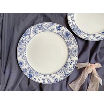 코지레도 블루 플레이트 딥 그릇 네덜란드 그릇 그릇세트 디저트 파스타 빈티지 예쁜 그릇, 10 인치