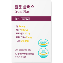닥터다니엘 철분 플러스 임산부 비헴철 엽산 구리 비타민D 비타민B12