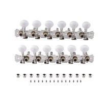 Metallor 12줄 어쿠스틱 기타 튜닝 페그 키 머신 헤드 튜너 크롬 도금 펄 화이트 플라스틱 버튼 싱글 홀 6L 6R. USA 미국
