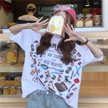 박시반팔티 인싸템 t셔츠 여성 여름 와이드 루즈핏 키치한 개성 상계 상의 트렌드 1802536427