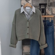 상상그이상 여성용 국내제작 하찌 크롭 브이넥 가디건 간절기 아우터 부드럽고 쫀쫀한 소재 늘어짐없는 파스텔 숏 가디건 키작녀코디