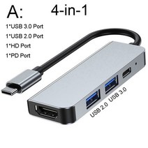c타입멀티허브 usb 확장 동글 마우스 노트북 Mosible-USB C 허브-HDMI 호환 Rj45 VGA 어댑터 OTG 썬더볼트, 01 Model A Gray