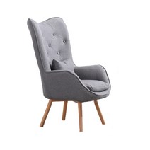 1인용 윙체어 안락 의자 리클라이너 쇼파 라운지 소파 벨벳 독서 수유 북유럽, 코튼 린넨 (그레이)