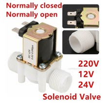 솔레노이드 솔 밸브 벨브 1/2 quot3/4수나사 AC 220V DC 12V 24V 물 제어 컨트롤러 스위치 평상시 닫힘, [01] 1/2