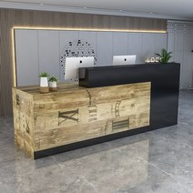 카운터 안내데스크 조립 식당 미용실 인포메이션 테이블, 블랙 + 빈티지자모 좌측