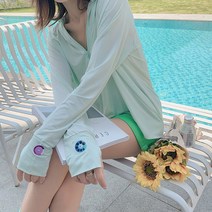 여성 자외선차단 여름 후드 집업 얇은 경량 바람막이 겉옷 냉장고원단 래쉬가드 흡한속건