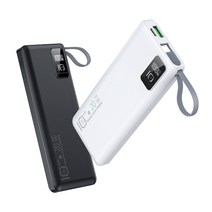 블린즈 케이블 일체형 보조배터리 PD 20W 고속 충전 10000mAh, 화이트/Lightning 8핀