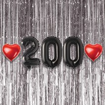 200일 이벤트 포토존 세트 아기 기념일 커플 축하 기념 숫자 풍선 하트, 16.커튼-(실버)-200(소)-블랙