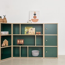 룸핏 무아 유아 책장 교구장 전면 아기 3단 책꽂이 낮은 수납장 어린이 선반장 장난감정리대 리딩하우스, 3단 교구장, 다크그린