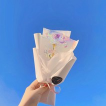 어도러블플레르 시들지않는꽃 홀로그램장미 한송이꽃다발 기념일꽃 생일선물 여친선물 커플선물 조화꽃다발 크리스탈장미 유리장미, 한송이/반투명