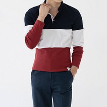 스타일에스 남자 빅사이즈 배색 차이나 카라 봄 가을 헨리넥 긴팔티