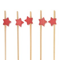 BambooMN 15cm(5.9인치) 대나무 스마일 페이스 칵테일 전채 과일 샌드위치 꼬치 피크 케이터링 휴일 레스토랑 또는 뷔페 파티 용품 200피스, 5.9 Inch, Star Red
