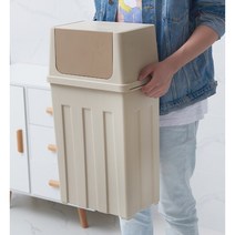 꿀템요정 스윙 고정 가능 가정용 분리수거함 36L 41L, 4235B(41L), 커피색
