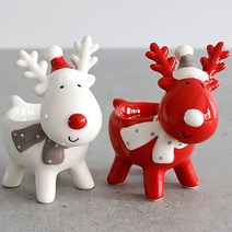 귀여운 루돌프모양 티라이트 홀더 크리스마스 촛대, 레드 1p
