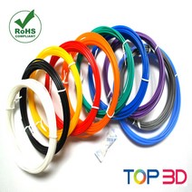 TOP3D 국산 고온용 PLA 필라멘트 300g 단품 1.75mm 3D펜 프린터, PLA 5m (10색 세트)