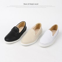 프리티슈 발편한 천연가죽 스티치 슬립온 2cm