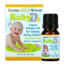 California Gold 아기용 액상 비타민D3 10mcg(400IU) 10ml(0.34fl oz), 10ml, 1개