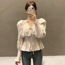 김비서블라우스 왕리본 블라우스 곱창 봄 여름 벌룬 4 5 월 결혼식 하객룩