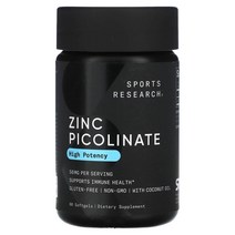 Sports Research (스포츠 리서치) Sports Research 징크피콜리네이트 50mg 소프트젤 60정, 4개