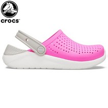 크록스 라이트라이드 클로그_205964-6QR_일렉트릭핑크/화이트[정품_키즈용]