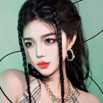 세기말 여전사 땋은머리 가발 헤어피스 2p 포인트헤어, 2개입, 흑색