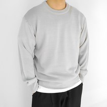 로니제이 남자 오버핏 무지 라운드 니트