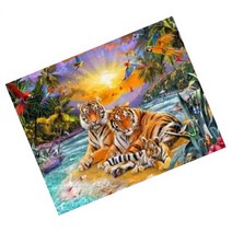 MJS 보석십자수 캔버스형 50 x 40 cm DIY 세트 BSX40, 호랑이 동산