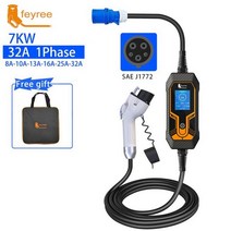 EV 휴대용 차량 충전기 Type2 케이블 32A 7KW IEC62196 코드 EVSE Type1 j1772 CEE 플러그 전기 자동차용 조정 가능한 충전 박스 695072, type1 32A 7KW 695072