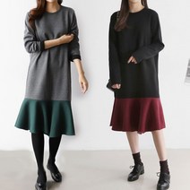 아이엠수 주드 기모 배색 프릴 원피스