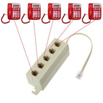 RJ11 Telephone Splitter 6P4C Male Jack to 5 Way Female Outlet Modular Adapter, 01 as show