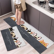 발매트 화장실 현관 주방 업소용 규조토 만화 고양이 패턴 주방 매트 3D 인쇄 복도 발코니 장식 미끄럼 방, 13 24_03 50x80cm