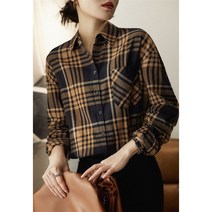체크 면 긴팔 셔츠 봄 오버핏 루즈핏 셔츠 여