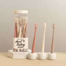 칫솔공장 치과칫솔 코랄&베이지 12P, 치과칫솔12개입-이중미세모, 부직포 파우치(+1P 증정)