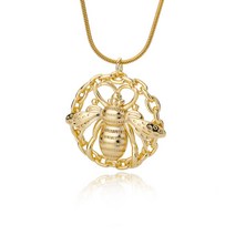 펑크 빈티지 꿀벌 목걸이 여성용 스테인리스강 스웨터 사슬 공심 곤충 펜던트 목걸이 수제 보석 선물