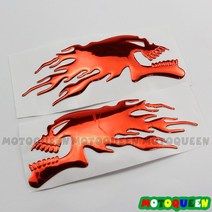 오토바이헬멧 하이바 반모 3D 크롬 울프 레오파드 불꽃 해골 오토바이 바디 탱크 패드 스티커 할리 혼다, 12 Flame Skull Red