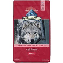 블루 버팔로 wilderness high protein natural 성인 건식 강아지 사료, 연어 그레인프리, 24파운드(1팩)