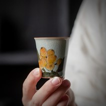 손으로 그린 비파 찻잔 세라믹 티잔 다기잔 미니찻잔, A