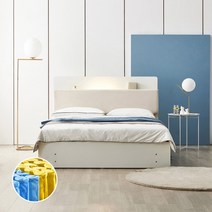 동서가구 블린 패브릭 LED조명 수납 침대프레임 SS DF921890, 오트밀, 화이트