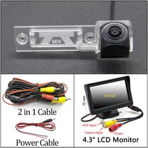 어라운드뷰 후방 사이드 카메라 -HD 1280x720 어안 카메라 폭스바겐 골프 MK4 1997-2005 자동차 차량 주차, 04 Camera With 4.3 LCD