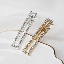 머리앤핀 명품 헤어악세사리 큐빅 사각라인 집게핀 고급 머리핀 KN-03044
