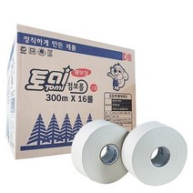 점보롤 토미 엠보싱 300M16롤 2겹 화장지 하얀나라, 1개