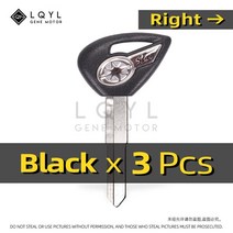 바이크키복사 보조키 열쇠복사 탑케이스 사이드 오토바이 빈 키 교체용 야마하 드랙스타 V-스타 DS400 DS6, 01 3 PCS Black Right